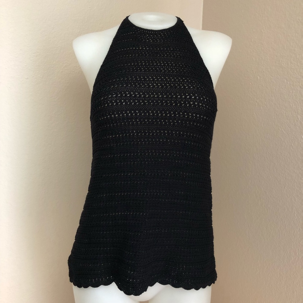 1. State Black Crocheted Halter Top